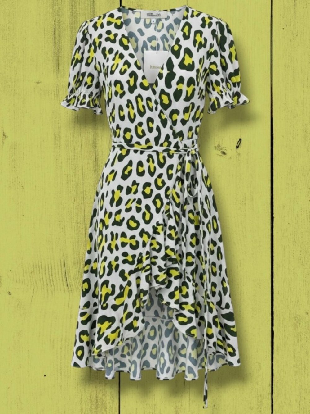Diane von Furstenberg Emilia Neon Leopard Viscose Wrap‎ Dress Small